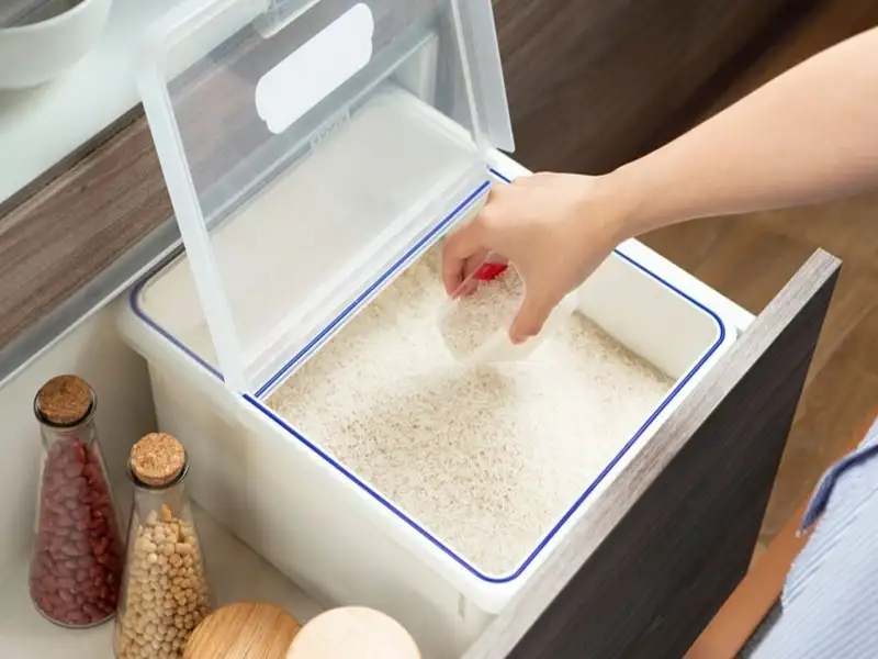 Thùng đựng gạo chống ẩm giúp kéo dài thời gian bảo quản gạo